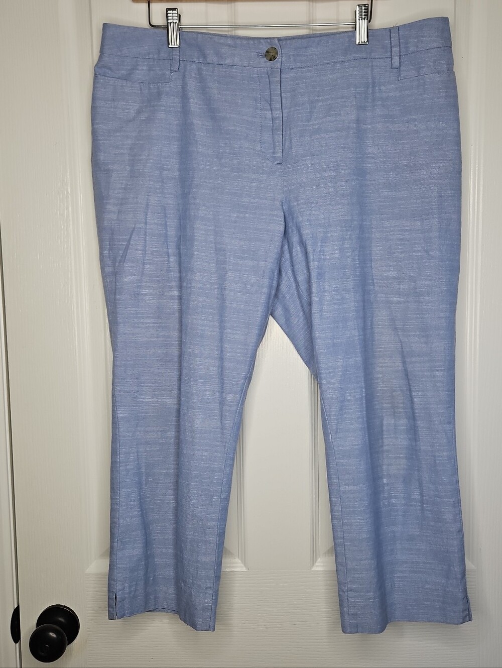Talbots Blue Chambray The Perfect Crop Straight Leg Petite Capri Women's 16P